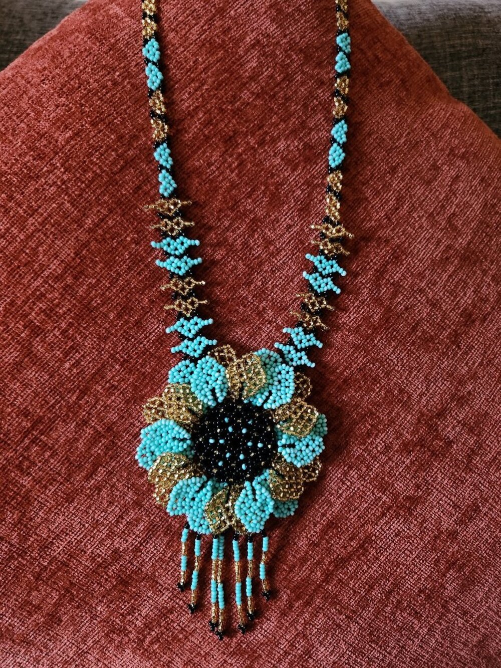 Handmade 11" flower necklace